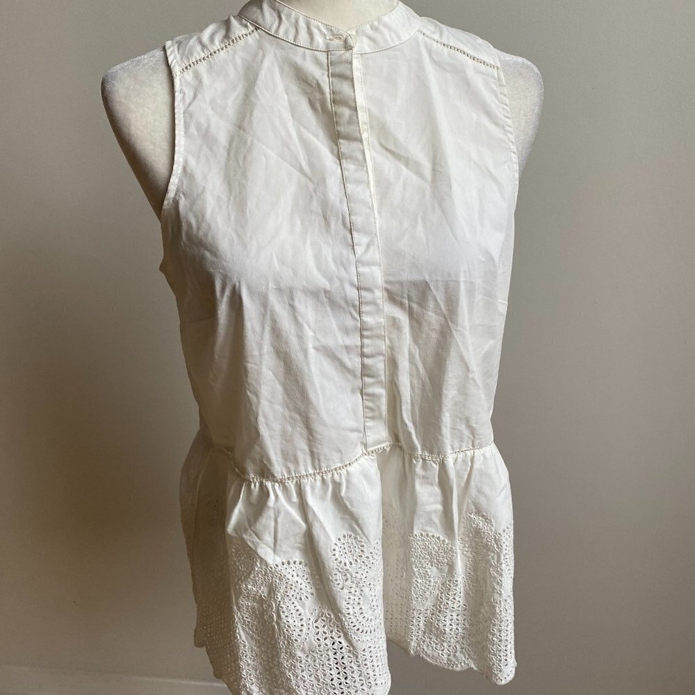 Chelsea28 tank top New sz small womens blouse BNWOT white eyelet peplum